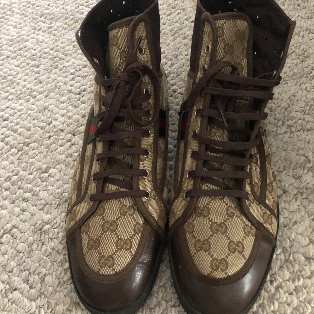 Gucci GG Guccissima Web Stripe High Top Sneakers